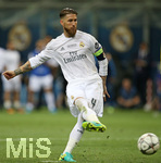 28.05.2016,  Fussball Champions-League Finale 2016, Real Madrid - Atletico Madrid, im Guiseppe Meazza Stadion in Mailand (Italien). Elfmeter schiessen , Sergio Ramos (Real Madrid) 