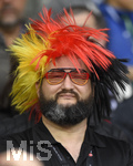 12.06.2016, Fussball EM-2016 Frankreich, Vorrunde, Deutschland - Ukraine, im Stade Pierre Mauroy in Lille (Frankreich). deutscher Mann mit schwarz-rot-goldenen Haaren und Brille.