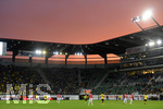 09.08.2016,  Fussball 1.Liga 2016/2017, Testspiel, Athletic Bilbao - Borussia Dortmund im Stadion KYBUNPARK ST.GALLEN (Schweiz). Abendrot am Himmel ber dem Stadion.
