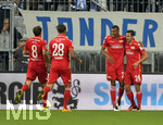 16.09.2016,  Fussball 2.Liga 2016/2017, 5.Spieltag,   TSV 1860 Mnchen - 1.FC Union Berlin, in der Allianz-Arena Mnchen. Torjubel Steven Skrzybski (re, Union Berlin) zum 1:0.
 