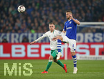 03.04.2019, Fussball DFB Pokal 2018/2019, Viertelfinale, FC Schalke 04 - SV Werder Bremen, in der VELTINS-Arena Gelsenkirchen. (L-R) Johannes Eggestein (Werder Bremen) gegen Matija Nastasic (Schalke)


