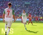 24.08.2019, Fussball 1. Bundesliga 2019/2020, 2.Spieltag, FC Augsburg - 1.FC Union Berlin, in der WWK-Arena Augsburg.   Torjubel Ruben Vargas (FC Augsburg).

