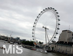 26.05.2019, London. Das Riesenrad London Eye an der Themse.