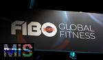 12.04.2024, FIBO-Messe fr Fitness, Wellness und Gesundheit in Kln. Logo von FIBO ? Global Fitness.
