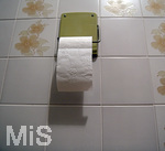 31.03.2020, Symbolbild, Hamsterkufe in Deutschland bei Klopapier wegen Corona-Virus,  Klopapier-Rolle in Toilette.