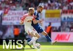 27.05.2023, Fussball 1. Bundesliga 2022/2023, 34. Spieltag, RB Leipzig - FC Schalke 04, in der Red Bull Arena Leipzig. (L-R) Konrad Laimer (RB Leipzig) gegen Dominick Drexler (Schalke 04)


