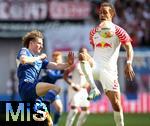 27.05.2023, Fussball 1. Bundesliga 2022/2023, 34. Spieltag, RB Leipzig - FC Schalke 04, in der Red Bull Arena Leipzig. (L-R) Alex Kral (Schalke 04) gegen Yussuf Poulsen (RB Leipzig)


