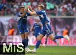 27.05.2023, Fussball 1. Bundesliga 2022/2023, 34. Spieltag, RB Leipzig - FC Schalke 04, in der Red Bull Arena Leipzig. Jubel (L-R) Rodrigo Zalazar (Schalke 04) und Torschtze Marius Blter (Schalke 04) zum Tor zum 2:2


