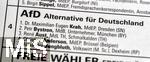 01.06.2024, Der Stimmzettel  (Briefwahlunterlagen) zur Europawahl 2024. AFD Partei, 