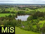 02.06.2024,  Bad Wrishofen im Unterallgu, Nach dem Hochwasser nach andauernden Regenfllen ist das Wasser ber Nacht weitestgehend abgelaufen. im Vordergrund der Waldsee im Sden mit Staudamm, der zum Glck Tags zuvor noch die grten Wassermassen abgehalten hat in die Innenstadt Wrishofens zu laufen.