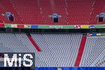 03.06.2024, Fussball Europameisterschaft 2024,  Das EM-Stadion ?Mnchen Fuball Arena?, so heisst die Allianz-Arena Mnchen whrend der EM,  Das Branding ist an den Rngen bereits angebracht, 
 
