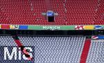 03.06.2024, Fussball Europameisterschaft 2024,  Das EM-Stadion ?Mnchen Fuball Arena?, so heisst die Allianz-Arena Mnchen whrend der EM,  Das Branding ist an den Rngen bereits angebracht, 
 

