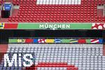 03.06.2024, Fussball Europameisterschaft 2024,  Das EM-Stadion ?Mnchen Fuball Arena?, so heisst die Allianz-Arena Mnchen whrend der EM,  Das Branding ist an den Rngen bereits angebracht, 
 
