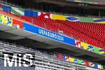 03.06.2024, Fussball Europameisterschaft 2024,  Das EM-Stadion ?Mnchen Fuball Arena?, so heisst die Allianz-Arena Mnchen whrend der EM,  Das Branding ist an den Rngen bereits angebracht, 
 
