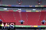 03.06.2024, Fussball Europameisterschaft 2024,  Das EM-Stadion ?Mnchen Fuball Arena?, so heisst die Allianz-Arena Mnchen whrend der EM,  Das Branding ist an den Rngen bereits angebracht, 
 
