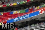 03.06.2024, Fussball Europameisterschaft 2024,  Das EM-Stadion ?Mnchen Fuball Arena?, so heisst die Allianz-Arena Mnchen whrend der EM,  Das Branding ist an den Rngen bereits angebracht, 
 
