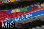 03.06.2024, Fussball Europameisterschaft 2024,  Das EM-Stadion ?Mnchen Fuball Arena?, so heisst die Allianz-Arena Mnchen whrend der EM,  Das Branding ist an den Rngen bereits angebracht, 
 
