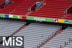 03.06.2024, Fussball Europameisterschaft 2024,  Das EM-Stadion ?Mnchen Fuball Arena?, so heisst die Allianz-Arena Mnchen whrend der EM,  Das Branding ist an den Rngen bereits angebracht, 
 
