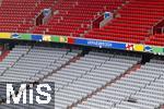 03.06.2024, Fussball Europameisterschaft 2024,  Das EM-Stadion ?Mnchen Fuball Arena?, so heisst die Allianz-Arena Mnchen whrend der EM,  Das Branding ist an den Rngen bereits angebracht, 
 
