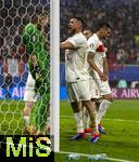 02.07.2024, Fussball UEFA EURO 2024, Achtelfinale, sterreich - Trkei, in der RB Arena Leipzig,  li: Torwart Mert Gnok (Trkei) und Salih zcan (Trkei) jubeln in der Schlussminute 

