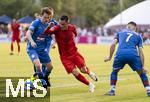 24.07.2024, Fussball 1. Bundesliga 2024/2025, Testspiel im Trainingslager des FC Bayern Mnchen in Rottach-Egern am Tegernsee am Sportplatz Birkenmoos, FC Rottach Egern - FC Bayern Mnchen,  mitte: Arijon Ibrahimovic (Bayern Mnchen) im Zweikampf 