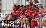 24.07.2024, Fussball 1. Bundesliga 2024/2025, Testspiel im Trainingslager des FC Bayern Mnchen in Rottach-Egern am Tegernsee am Sportplatz Birkenmoos, FC Rottach Egern - FC Bayern Mnchen, Treainerbank mit Co-Trainer Floribert Ngalula (FC Bayern Mnchen, NGalula), Co-Trainer Rene Maric (FC Bayern Mnchen), Co-Trainer Aaron Danks (Bayern Mnchen), Sportdirektor Christoph Freund (Bayern Mnchen), 