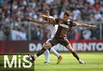 09.08.2024, Fussball Saison 2024/2025, Testspiel, FC St. Pauli - Atlanta Bergamo, im Millerntor Stadion Hamburg.  (L-R) Davide Zappacosta (Atalanta Bergamo) gegen Philipp Treu (FC St. Pauli)


