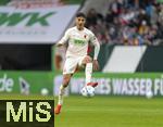 15.03.2025, Fussball 1. Bundesliga 2024/2025, 26. Spieltag, FC Augsburg - VfL Wolfsburg, in der WWK-Arena Augsburg, Dimitrios Christos Giannoulis (FC Augsburg) am Ball 