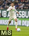 15.03.2025, Fussball 1. Bundesliga 2024/2025, 26. Spieltag, FC Augsburg - VfL Wolfsburg, in der WWK-Arena Augsburg, Dimitrios Christos Giannoulis (FC Augsburg) am Ball 
