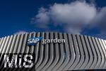17.03.2025, Fussball, das FC Bayern Mnchen Legenden-Turnier FRANZ BECKENBAUER CUP, im SAP-Garden Mnchen. Aussenansicht, Fassade der neuen Multifunktionshalle im Olympiapark am ehemaligen Standort der Radhalle. 
