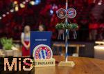 17.03.2025, Fussball, das FC Bayern Mnchen Legenden-Turnier FRANZ BECKENBAUER CUP, im SAP-Garden Mnchen. Auf einem Tisch steht RESERVIERT, mit FCB-Bierdeckel und Schriftzug des Brauerei-Sponsors PAULANER.
