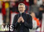 17.03.2025, Fussball, das FC Bayern Mnchen Legenden-Turnier FRANZ BECKENBAUER CUP, im SAP-Garden Mnchen. Prsident Herbert Hainer (FC Bayern) am Mikrofon.