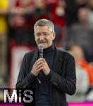17.03.2025, Fussball, das FC Bayern Mnchen Legenden-Turnier FRANZ BECKENBAUER CUP, im SAP-Garden Mnchen. Prsident Herbert Hainer (FC Bayern) am Mikrofon. 
