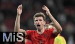 04.04.2025, Fussball 1. Bundesliga 2024/2025, 28. Spieltag, FC Augsburg - FC Bayern Mnchen, in der WWK-Arena Augsburg, Schlussjubel FC Bayern Mnchen, Thomas Mller (Bayern Mnchen)
 


