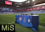 08.04.2025,  Fussball UEFA Championsleague 2024/2025: Viertelfinale Hinspiel, FC Bayern Mnchen - Inter Mailand, in der Allianz-Arena Mnchen. Das Rednerpult steht bereit
  

