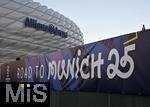 08.04.2025,  Fussball UEFA Championsleague 2024/2025: Viertelfinale Hinspiel, FC Bayern Mnchen - Inter Mailand, in der Allianz-Arena Mnchen. Road to Munich 25, Hinten die Allianz Arena
  

