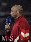 08.04.2025,  Fussball UEFA Championsleague 2024/2025: Viertelfinale Hinspiel, FC Bayern Mnchen - Inter Mailand, in der Allianz-Arena Mnchen.
  Trainer Vincent Kompany (FC Bayern Mnchen) beim Interview

