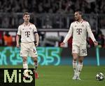 08.04.2025,  Fussball UEFA Championsleague 2024/2025: Viertelfinale Hinspiel, FC Bayern Mnchen - Inter Mailand, in der Allianz-Arena Mnchen. v.l. Joshua Kimmich (FC Bayern Mnchen) und Leroy Sane (Bayern Mnchen) nachdenklich.
  

