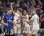 08.04.2025,  Fussball UEFA Championsleague 2024/2025: Viertelfinale Hinspiel, FC Bayern Mnchen - Inter Mailand, in der Allianz-Arena Mnchen. Torjubel um Thomas Mller (FC Bayern Mnchen) 
  

