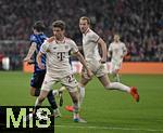 08.04.2025,  Fussball UEFA Championsleague 2024/2025: Viertelfinale Hinspiel, FC Bayern Mnchen - Inter Mailand, in der Allianz-Arena Mnchen. Thomas Mller (FC Bayern Mnchen) und Harry Kane (FC Bayern Mnchen) 
  

