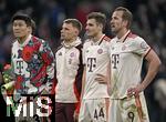 08.04.2025,  Fussball UEFA Championsleague 2024/2025: Viertelfinale Hinspiel, FC Bayern Mnchen - Inter Mailand, in der Allianz-Arena Mnchen. Die Bayern Spieler sind enttuscht v.l. Min-jae Kim (Bayern Mnchen, Minjae Kim), Leon Klanac (Bayern Mnchen) , Josip Stanisic (Bayern Mnchen) und Harry Kane (FC Bayern Mnchen) 
  

