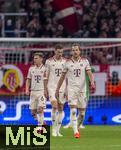08.04.2025,  Fussball UEFA Championsleague 2024/2025: Viertelfinale Hinspiel, FC Bayern Mnchen - Inter Mailand, in der Allianz-Arena Mnchen. Frust nach einem Gegentreffer bei Joshua Kimmich (FC Bayern Mnchen), Leon Goretzka (FC Bayern Mnchen), Harry Kane (FC Bayern Mnchen) 