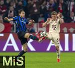 08.04.2025,  Fussball UEFA Championsleague 2024/2025: Viertelfinale Hinspiel, FC Bayern Mnchen - Inter Mailand, in der Allianz-Arena Mnchen. v.li: Matteo Darmian (Inter Mailand) gegen Joshua Kimmich (FC Bayern Mnchen) 