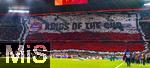 08.04.2025,  Fussball UEFA Championsleague 2024/2025: Viertelfinale Hinspiel, FC Bayern Mnchen - Inter Mailand, in der Allianz-Arena Mnchen.  KINGS OF THE CUP Fanchoreografie der Bayernfans in der Sfkurve.