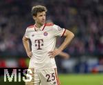 08.04.2025,  Fussball UEFA Championsleague 2024/2025: Viertelfinale Hinspiel, FC Bayern Mnchen - Inter Mailand, in der Allianz-Arena Mnchen. Thomas Mller (FC Bayern Mnchen) nachdenklich 