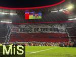 08.04.2025,  Fussball UEFA Championsleague 2024/2025: Viertelfinale Hinspiel, FC Bayern Mnchen - Inter Mailand, in der Allianz-Arena Mnchen. Beim Einlaufen der Mannschaften gibt es eine groe Fanchoreografie der Sdkurven Bayernfans. 