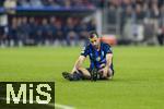 08.04.2025,  Fussball UEFA Championsleague 2024/2025: Viertelfinale Hinspiel, FC Bayern Mnchen - Inter Mailand, in der Allianz-Arena Mnchen. Henrikh Mkhitaryan (Inter Mailand) am Boden.