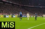 08.04.2025,  Fussball UEFA Championsleague 2024/2025: Viertelfinale Hinspiel, FC Bayern Mnchen - Inter Mailand, in der Allianz-Arena Mnchen. Werbebande bet365, Konrad Laimer (FC Bayern Mnchen) 