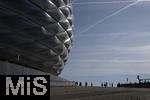 12.04.2025, Fussball 1. Bundesliga 2024/2025, 29. Spieltag,  FC Bayern Mnchen - Borussia Dortmund, in der Allianz-Arena Mnchen.   Allianz-Arena Fassade  