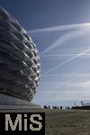 12.04.2025, Fussball 1. Bundesliga 2024/2025, 29. Spieltag,  FC Bayern Mnchen - Borussia Dortmund, in der Allianz-Arena Mnchen.   Allianz-Arena Fassade  